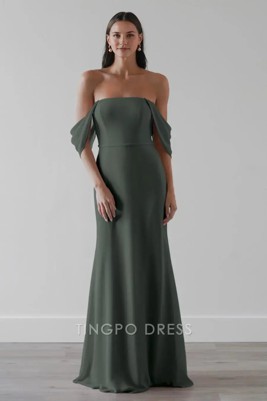 TingPo Wholesale Elegant One shoulder backless tight straight dress floor length skirt formal women's dress
